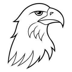 Eagle falcon Head Outline vector art black color vector line art isolated on a transparent background