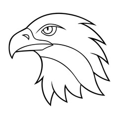 Eagle falcon Head Outline vector art black color vector line art isolated on a transparent background