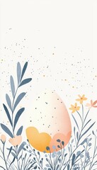 Minimalist Easter Card Template with Pastel Egg and Floral Accents for Modern Design