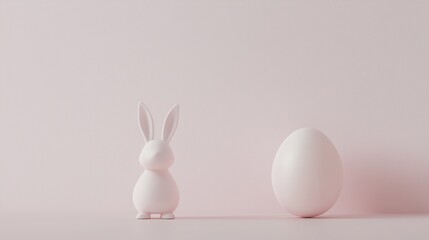 Minimalist Easter Greeting Card with Pastel Egg and Bunny Icon Design for Modern Aesthetics