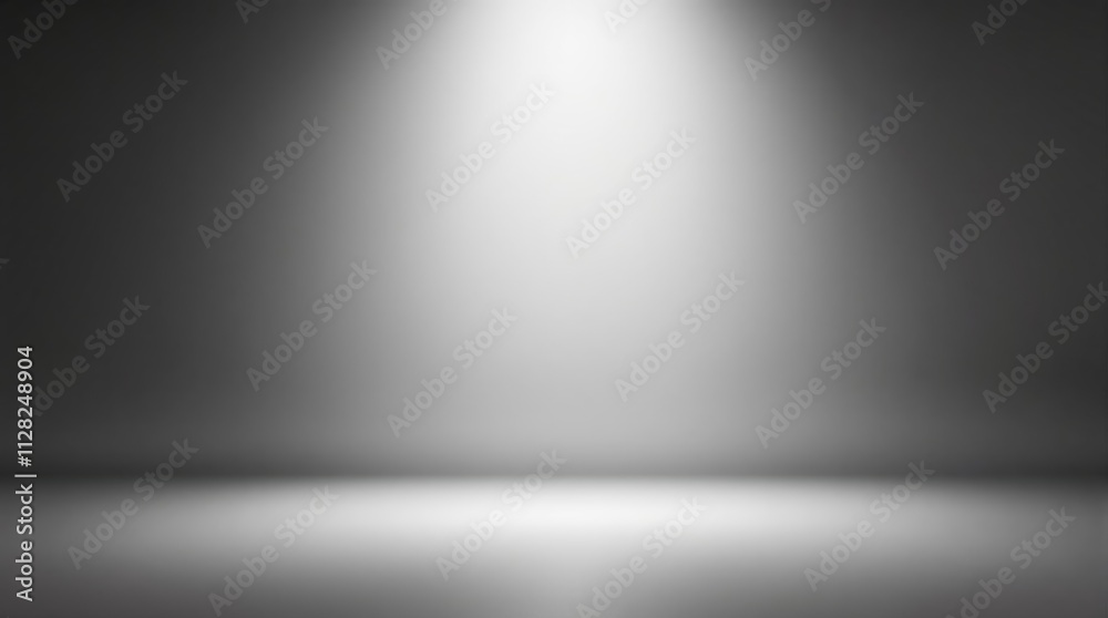 Poster Spotlight illuminating a gray abstract empty room background with smooth gradient.