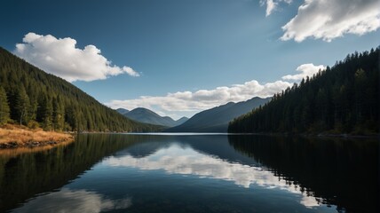 Fototapeta premium a lake with a mountain in the background