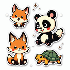 Set of cute wild animals. Flat animals vector collection