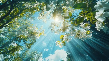 Fototapeta premium Serenity in nature gazing at floral blooms in a calm garden atmosphere