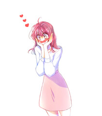 赤面する女性　恋愛