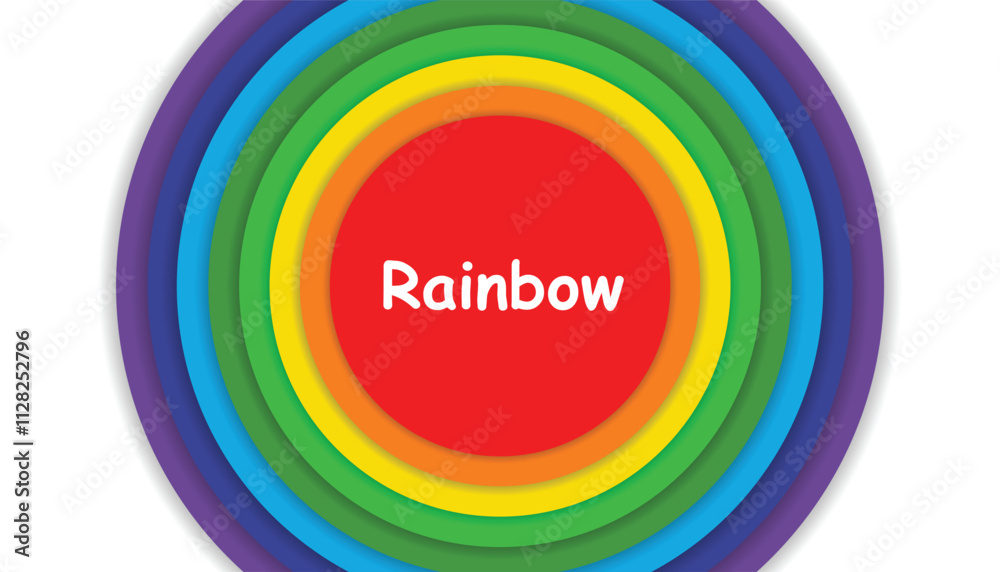 Aufkleber colorful concentric neumorphic circle. circle rainbow papercut style with shadow. rainbow colors bac