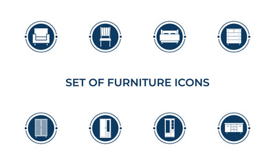 Set of Furniture Icons Vector, Furniture and Home Interior Icon Set.