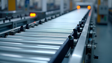 Conveyor belt system in industry production line.