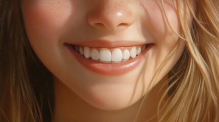 Obraz premium A Close Up Of A Woman Smiling Showing White Teeth