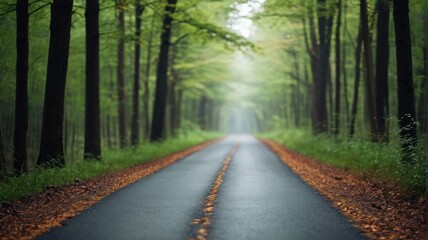 Obraz premium a road in the middle of a forest