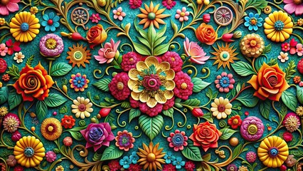 Beautiful floral wall art with vibrant colors and intricate designs, floral, wall art, vibrant, colors, intricate, patterns