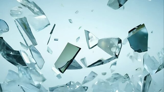 window glass breaking with jagged edges, black background