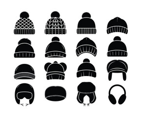 Trendy Hat Silhouettes Vector Template