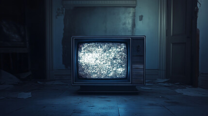 Abandoned Vintage Television with Static
