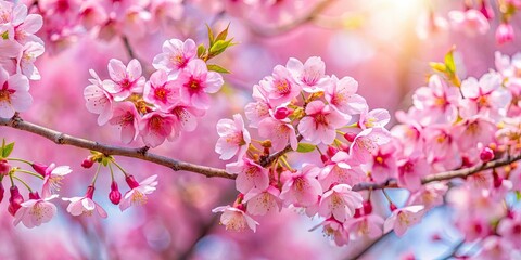 Fototapeta premium Beautiful pink cherry blossoms in full bloom during spring season , sakura, flowers, cherry blossoms, spring, nature, blooming