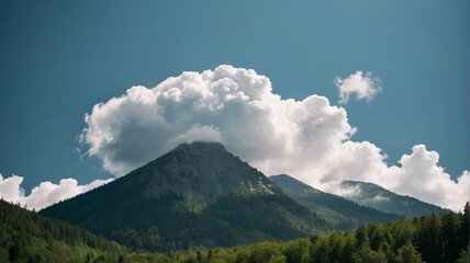 Fototapeta premium a mountain with a few trees