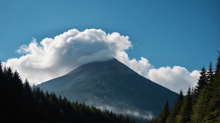 a mountain with a cloud
