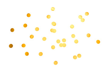 Scattered golden confetti create a joyful and celebratory vibe against a clean backdrop, ideal for festive themes and invitations.