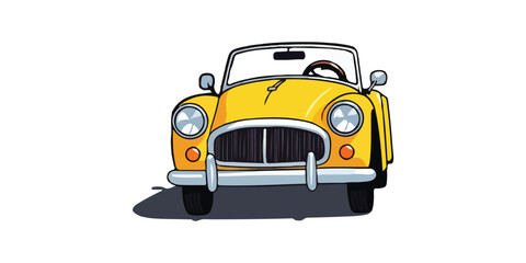 front view drive Classic Convertible yellow Cruising Down a Scenic drawing
