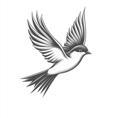 Naklejka premium Monochrome illustration of a bird in flight.