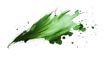green simple paint brush strokes in watercolor isolated against transparent