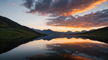 Fototapeta premium a lake with a mountain range in the background