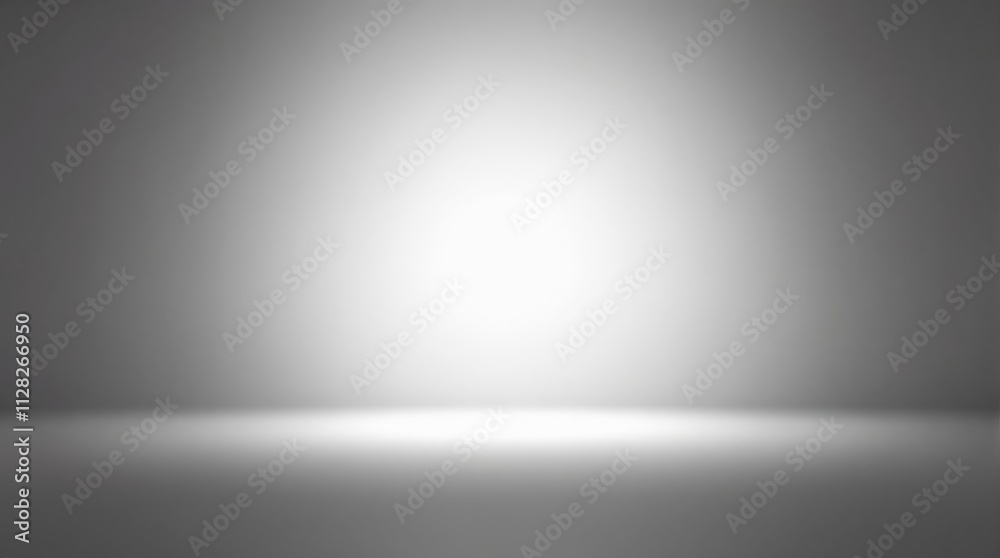 Poster Minimalistic illuminated gray gradient background with soft spotlight effect.