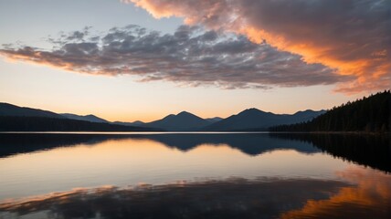 Obraz premium a lake with a mountain range in the distance