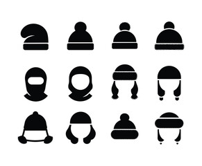 Winter Hat Silhouette Set