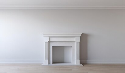 Empty room white fireplace center walls are painted Large traditional without a fire