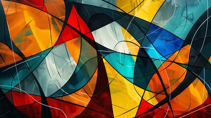 abstract art, an illustration of intertwined geometric shapes and lines