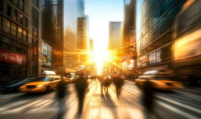 Obraz premium Photograph busy city street New York filled A in rush