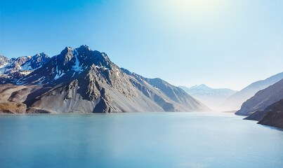Beautiful mountain landscape on a clear sunny day. calm state. Andes in Santiago, Chile