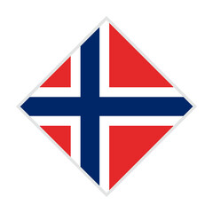 norway flag - rhombus shape icon on white background	