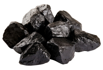 Obraz premium The pile of black coal pieces isolated with transparent background
