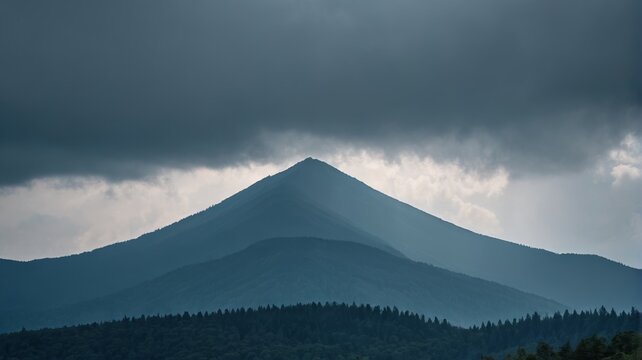 a mountain with a forest in the fore
