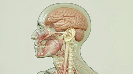 3D Human Head Anatomy  Brain  Muscles  Nerves  and Spine
