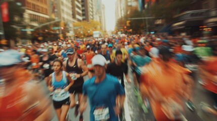 Defocused cameras capture the determination etched on the faces of those in the midst of the city marathon.