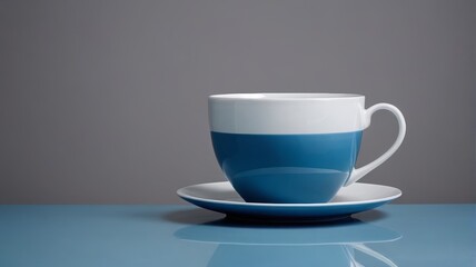 Fototapeta premium a blue cup and saucer on a blue table