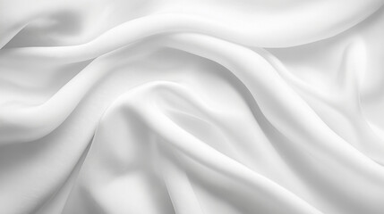 Elegant White Silk Fabric Drapery, Soft Waves, Smooth Texture, Luxurious Material, Fashion Design, T. Generative Ai.