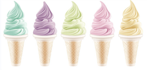 isolated mixed colorful soft ice cream with sprinkles