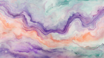 Abstract Purple, Orange, and Teal Marble Swirls Texture Background. Generative Ai.