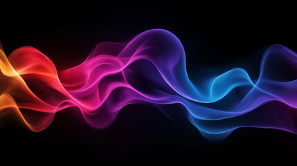 Abstract Colorful Neon Wave Lines, Dynamic Flowing Energy. Generative Ai.