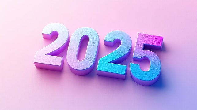 A festive background celebrating the arrival of the New Year, with the numbers "2025" prominently displayed. The scene captures the joyful spirit of the holiday, with vibrant decorations and a close-u