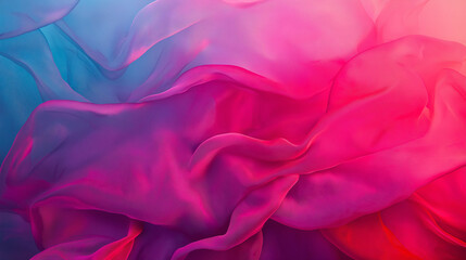 Obraz premium Abstract Pink and Blue Fabric Drapes, Soft Texture, Gradient Colors, Shimmering Sheen, Elegant Waves. Generative Ai.