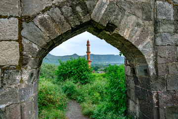 Fototapeta premium The Daulatabad Fort near Aurangabad India. Also called Deogiri fort, it's a historic fortified citadel located in Daulatabad village near Aurangabad.