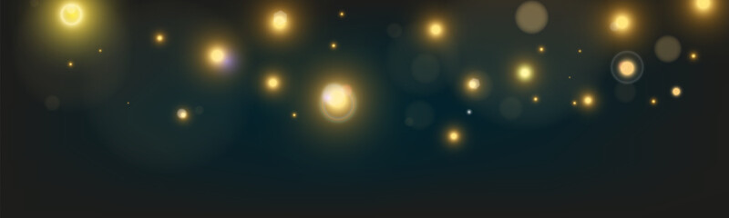 Naklejka premium Bokeh background with soft golden light orbs on transparent grid, ideal for overlays and graphic design.