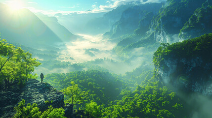 Solitary Wanderer Embracing Nature's Majesty