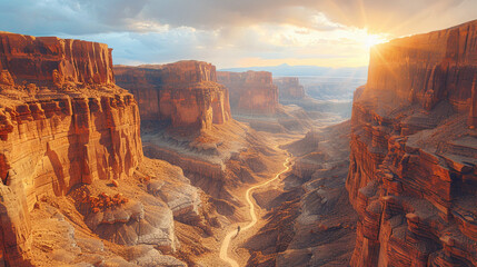 Solitary Trekker in Desert Canyon Adventure