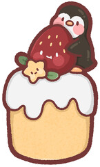 Strawberry chiffon cake - penguin